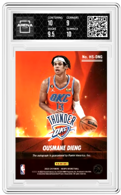 2023-24 Panini NBA Hoops Ousmane Dieng #HS-DNG Hot Signatures Arena Club 9.5