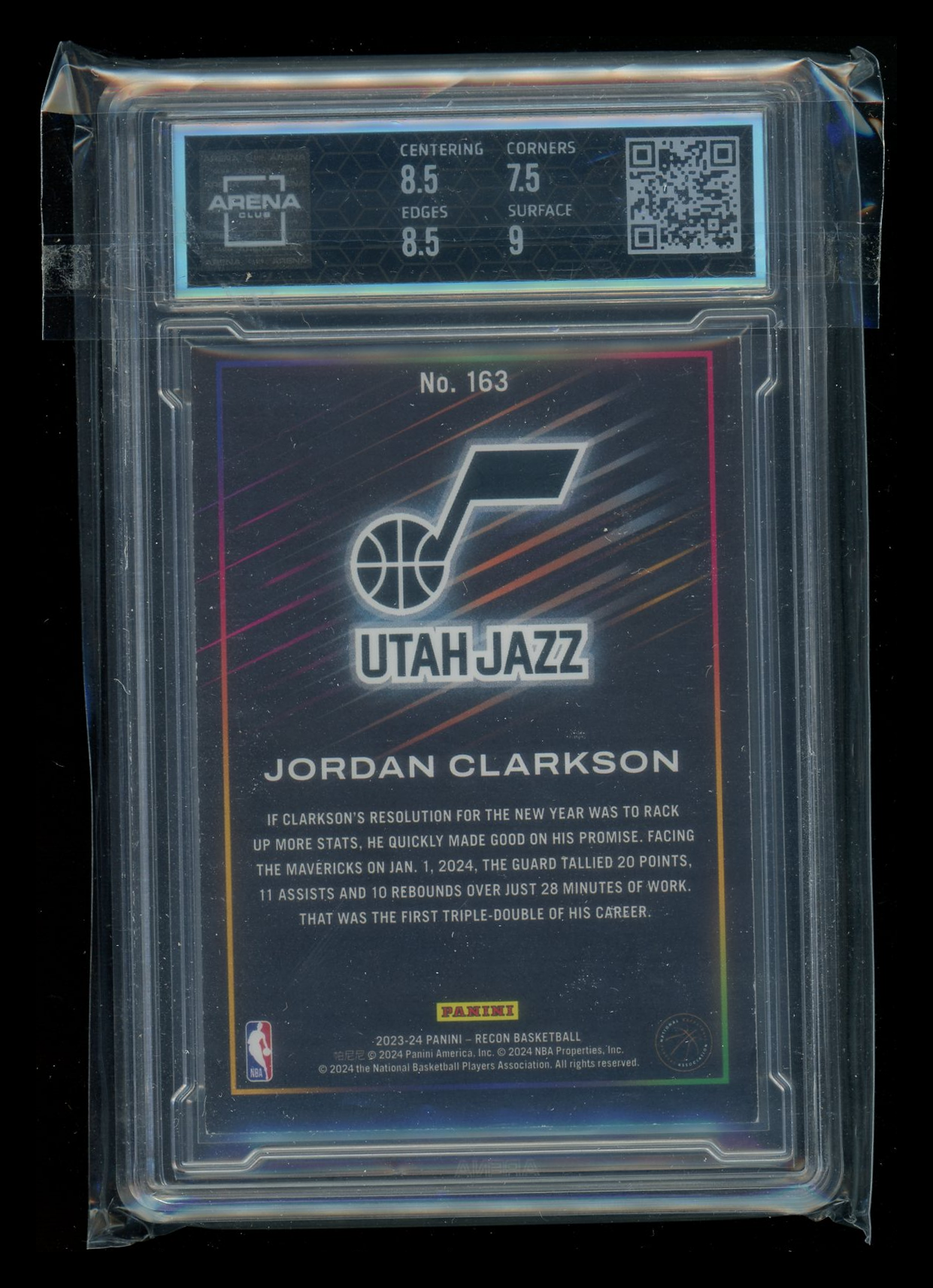 2023-24 Panini Recon Holo Purple Jordan Clarkson #163 29/75 Arena Club 8