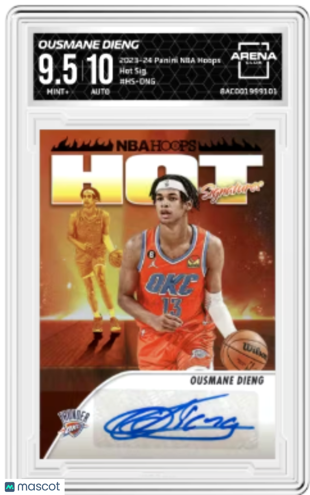 2023-24 Panini NBA Hoops Ousmane Dieng #HS-DNG Hot Signatures Arena Club 9.5