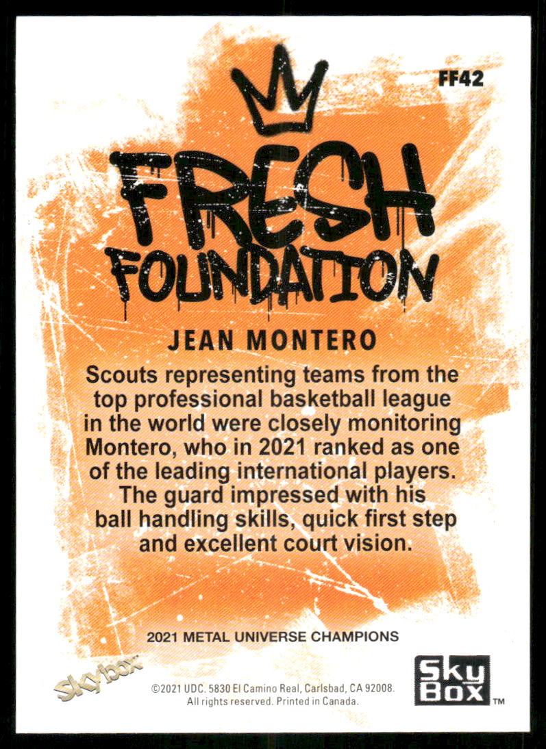 2021 SkyBox Metal Universe Champions Fresh Foundation Jean Montero #FF42