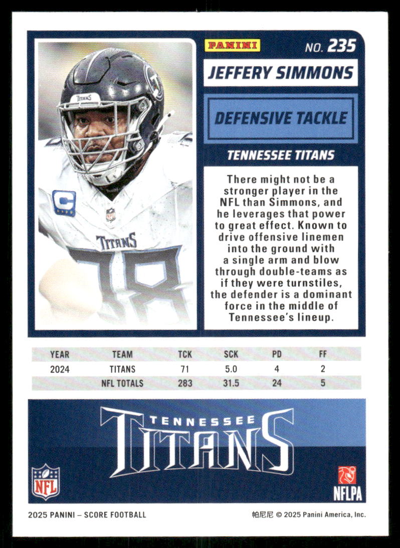 2025 Score A Treat Jeffery Simmons #235 Football