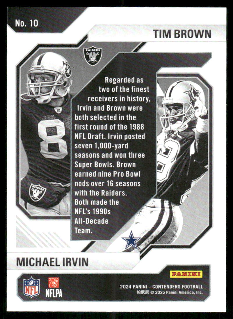 2025 Panini Contenders Draft Class Michael Irvin Tim Brown #No. 10 Football