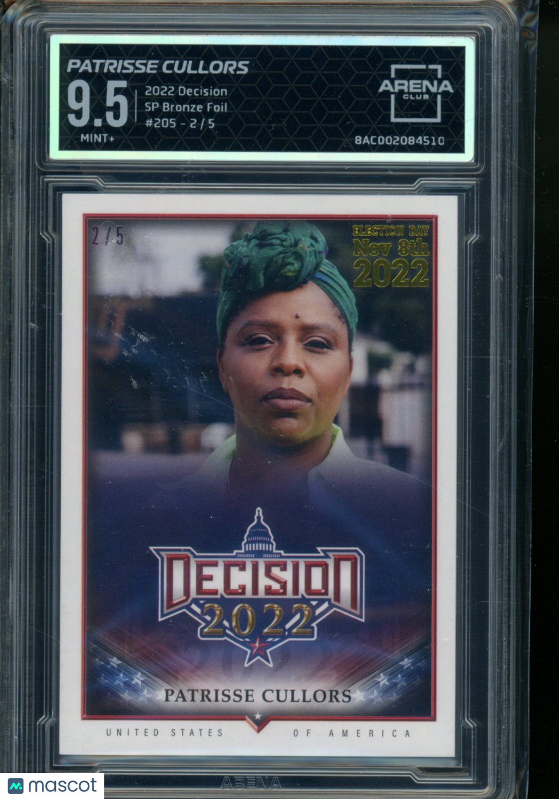 2022 Decision SP Bronze Foil Patrisse Cullors 2/5 #205 Arena Club 9.5