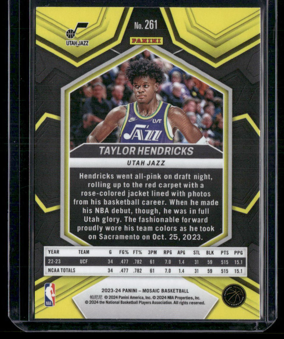 2023 Panini Mosaic Basketball Taylor Hendricks #No. 261 NBA Debut RC Basketball