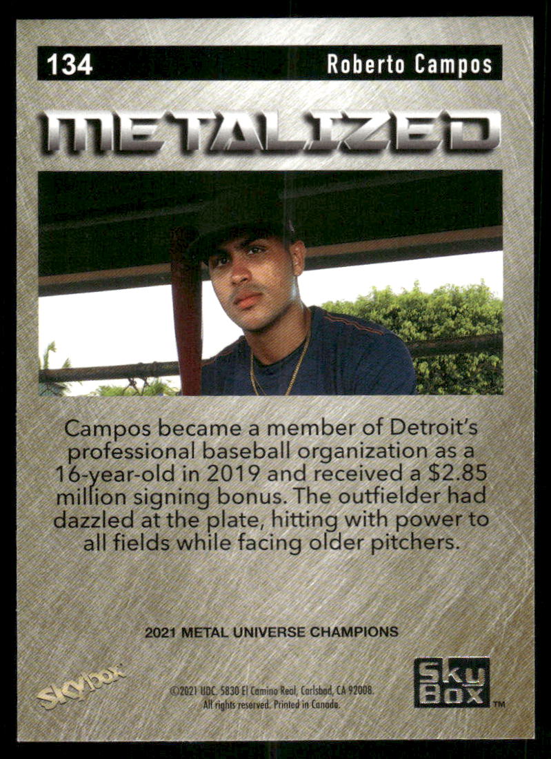 2021 SkyBox Metal Universe Champions Metalized Roberto Campos #134 Baseball