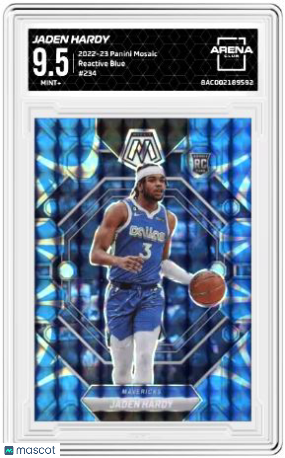 2022-23 Panini Mosaic Jaden Hardy #234 Reactive Blue Basketball Arena Club 9.5