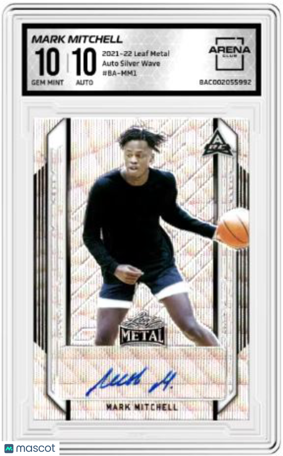 2021-22 Leaf Metal Mark Mitchell #BA-MM1 Auto Silver Wave Basketball AC 10