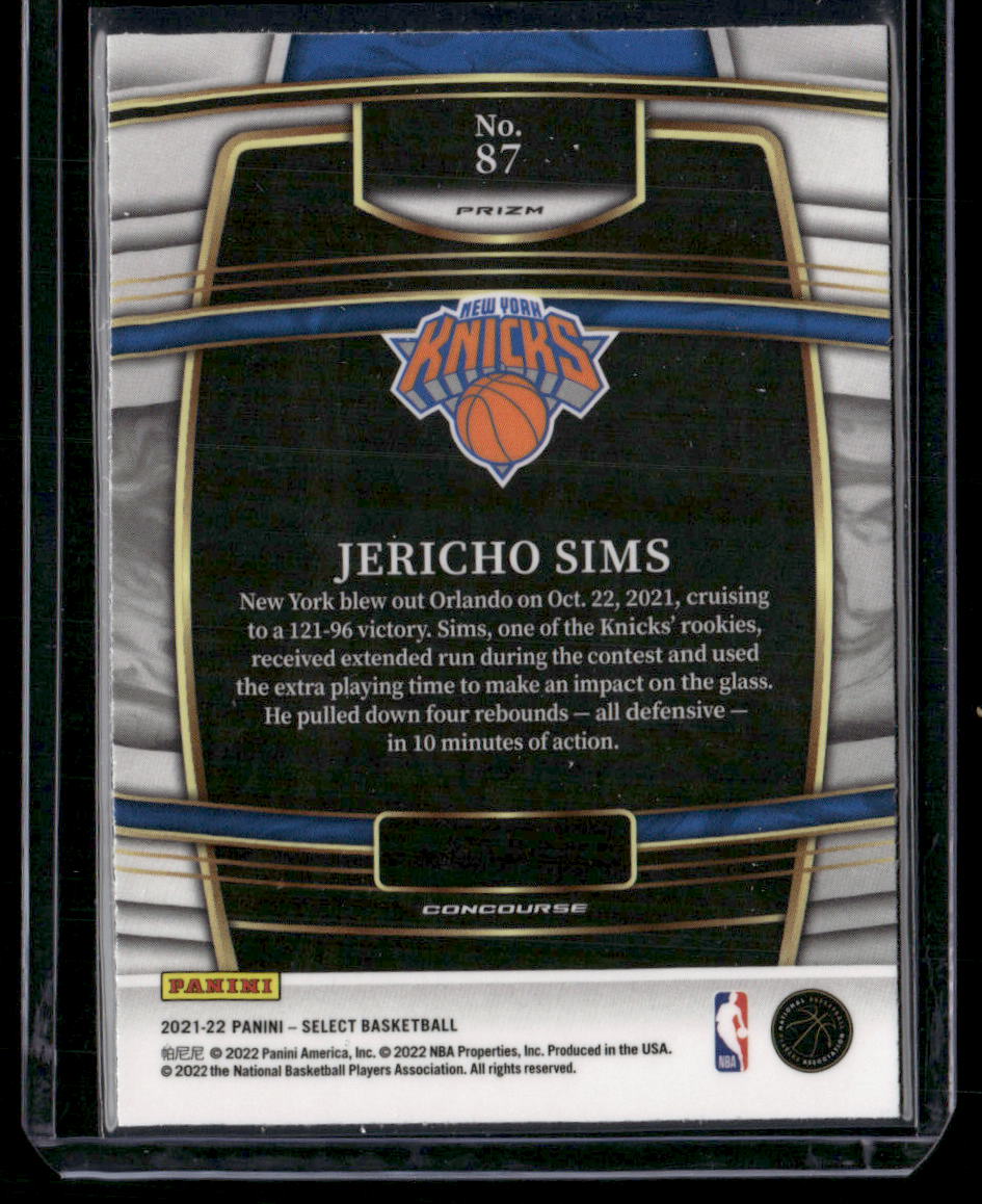 2021-22 Panini Select Jericho Sims #87 Orange Flash RC Basketball