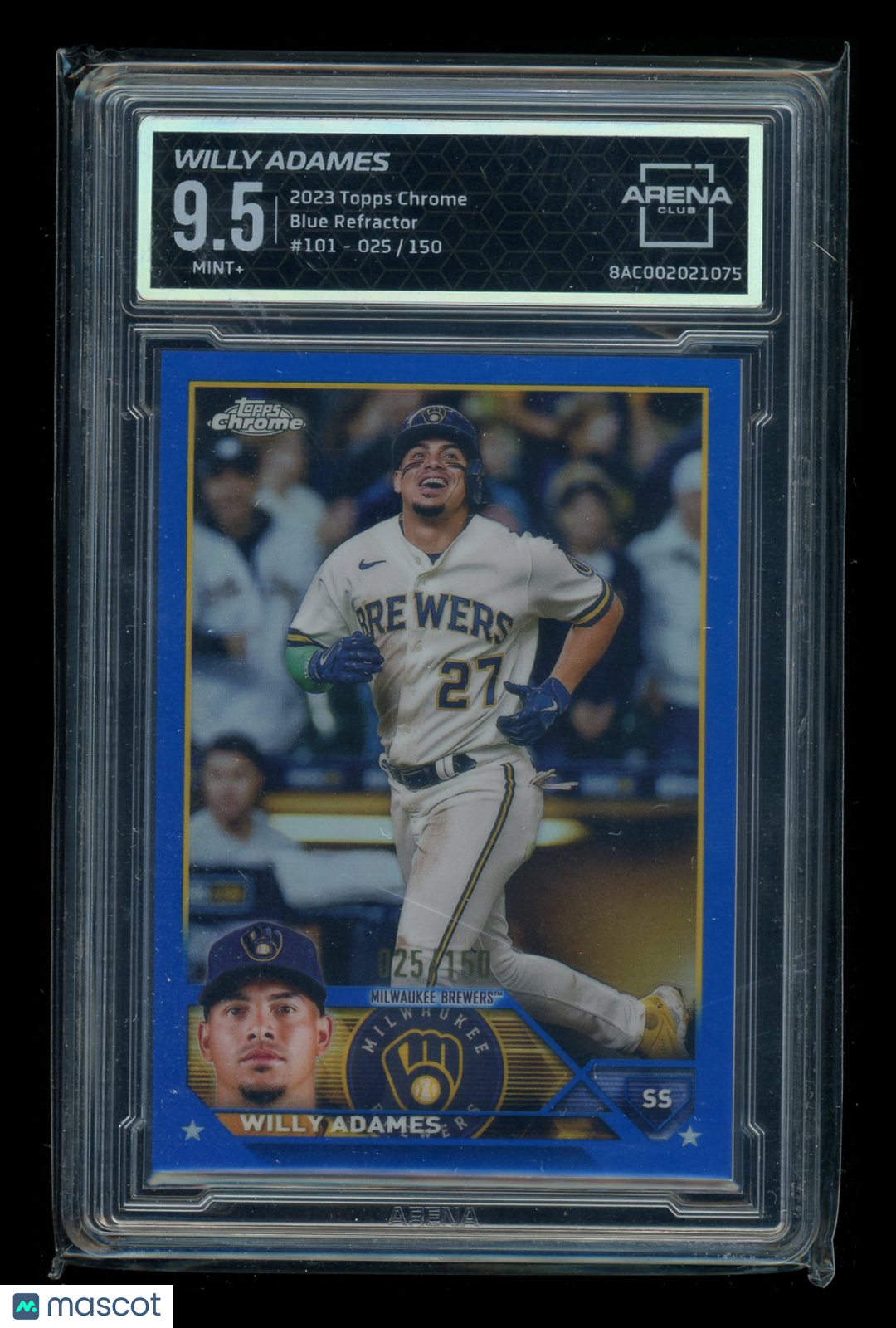 2023 Topps Chrome Blue Refractor Willy Adames #101 025/150 Arena Club 9.5