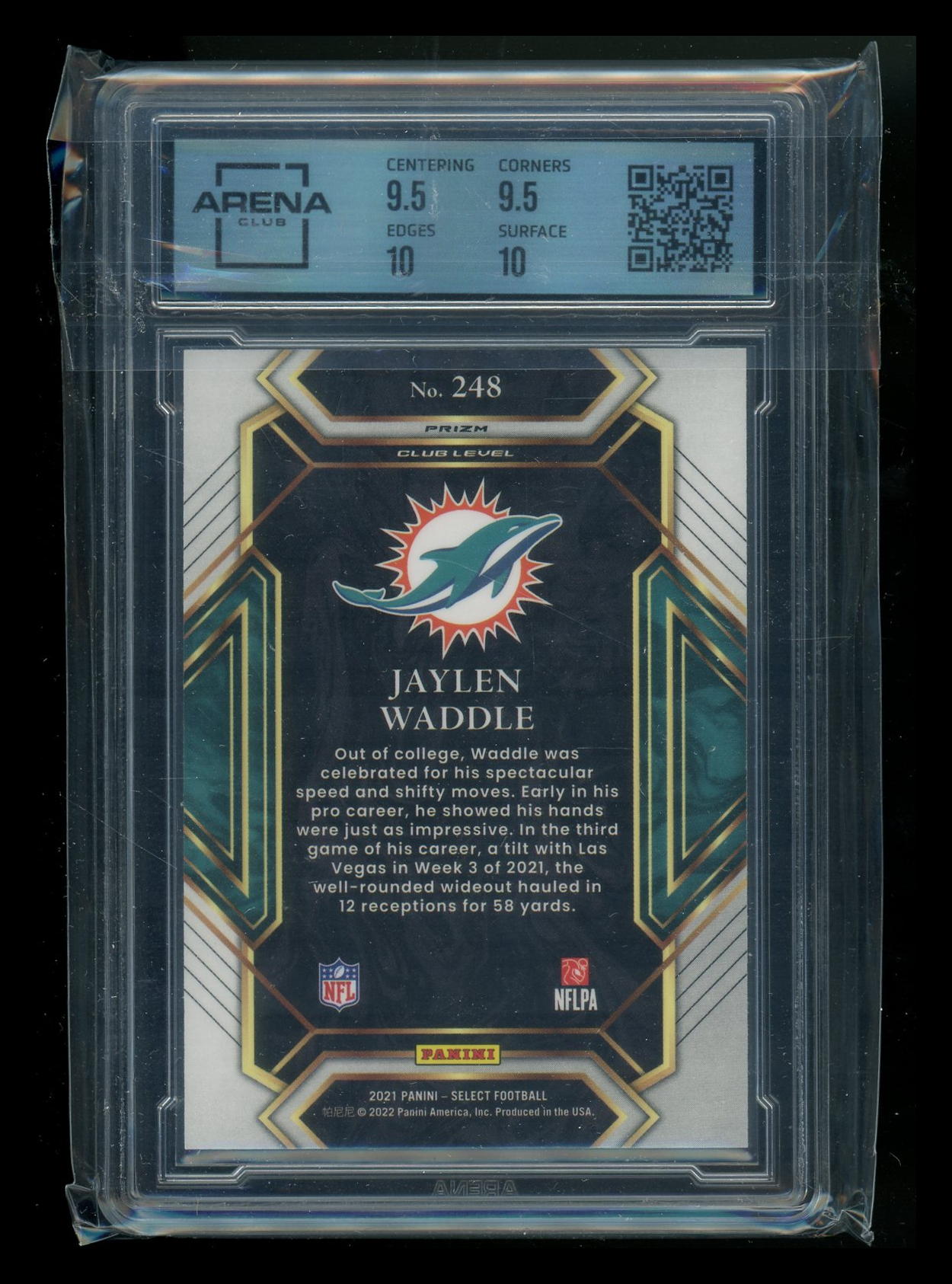 2022 Panini Select Club Level Silver Prizm Jaylen Waddle #248 RC Arena Club 10