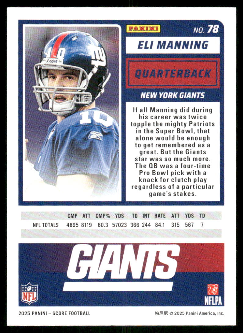 2025 Score A Treat Eli Manning #78 Football