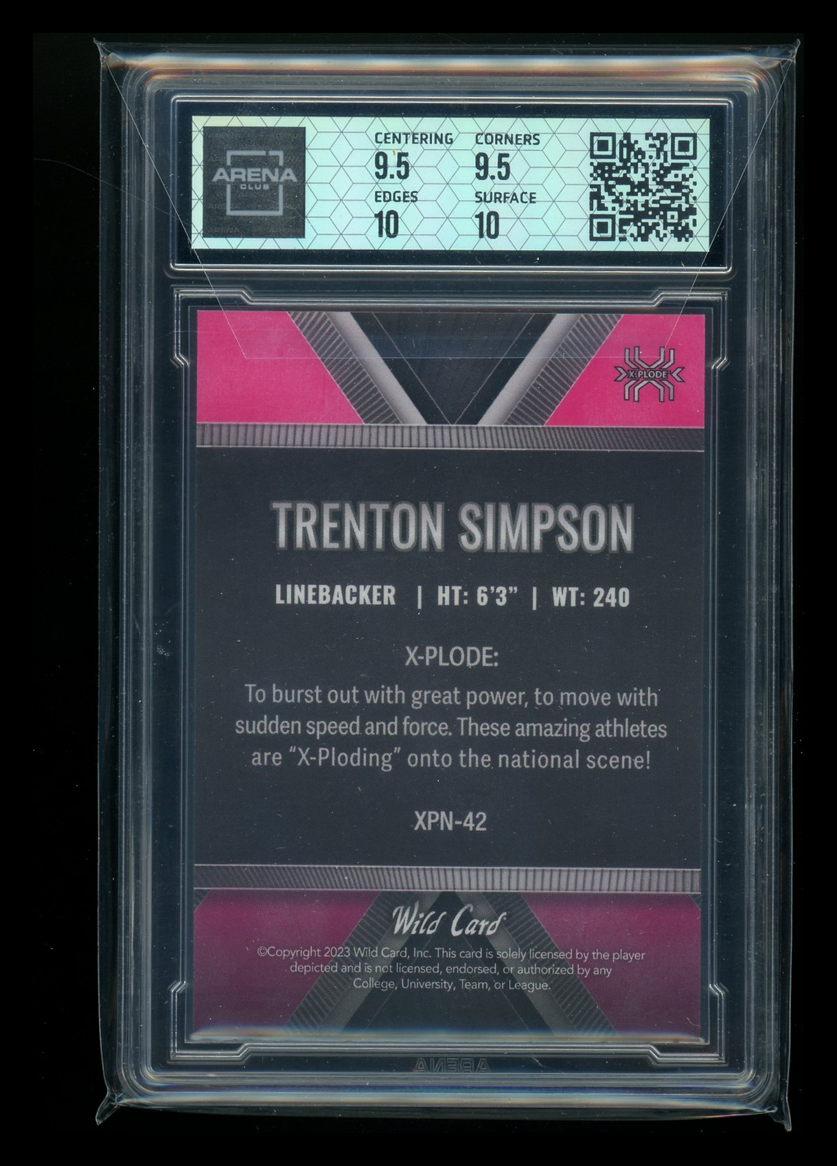 2023 Wild Card National VIP X-Plode Black Pink Trenton Simpson #XPN-42 3/5 AC 10