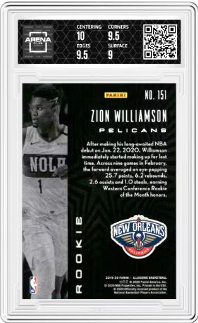 2019-20 Panini Illusions Zion Williamson #151 Basketball AC 9.5