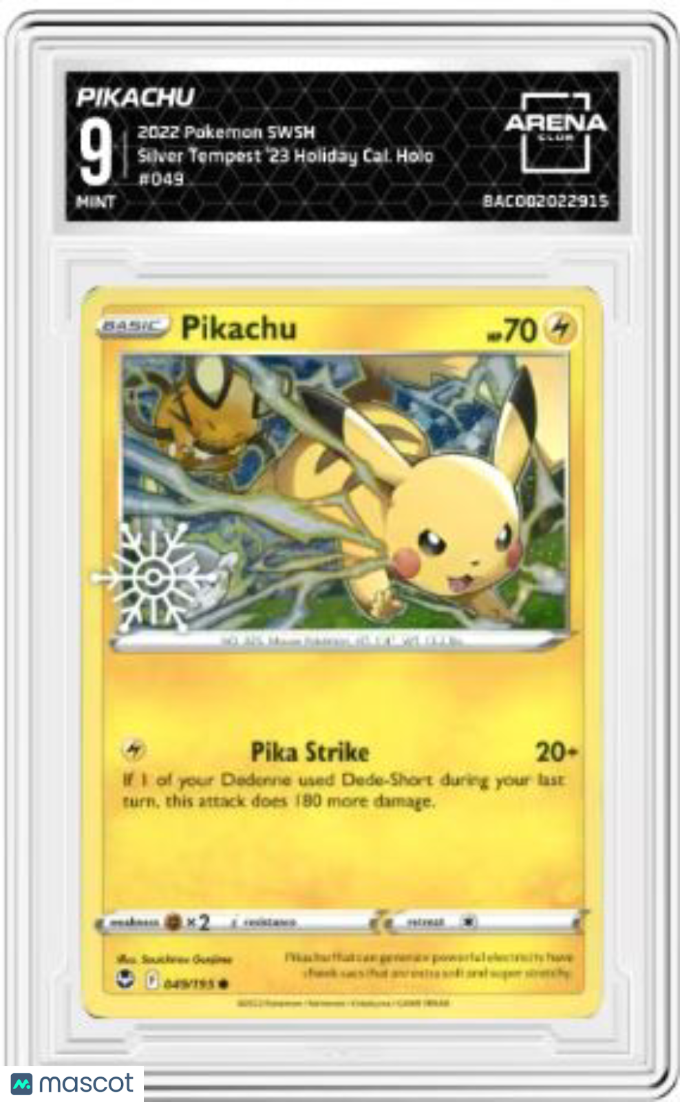 2022 Pokémon TCG Pikachu #049/195 AC 9 Silver Tempest '23 Holiday Calendar