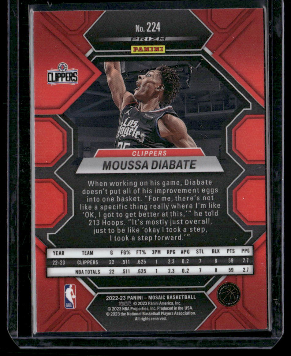 2022-23 Panini Mosaic Moussa Diabate #224 Blue Reactive RC Basketball