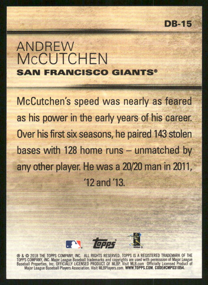 2018 Topps Don't Blink Andrew McCutchen #DB-15 Baseball