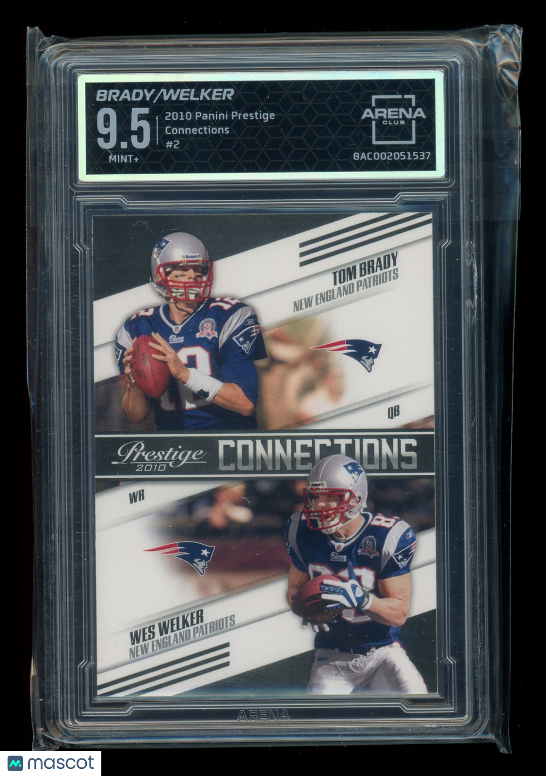 2010 Panini Prestige Connections Wes Welker Tom Brady #2 Football Arena Club 9.5