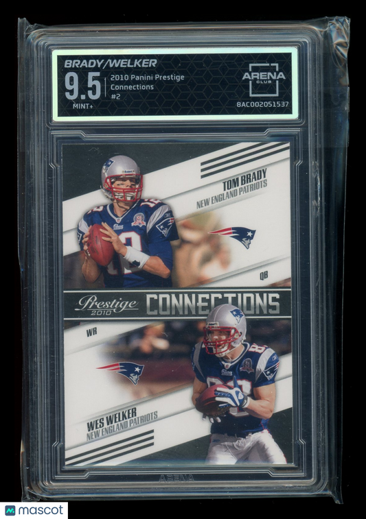 2010 Panini Prestige Connections Wes Welker Tom Brady #2 Football Arena Club 9.5