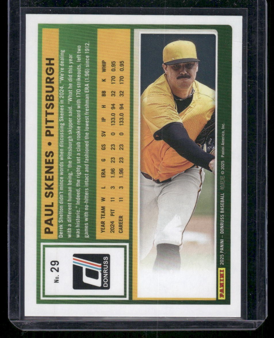 2025 Donruss Paul Skenes #29 Blue Red Baseball
