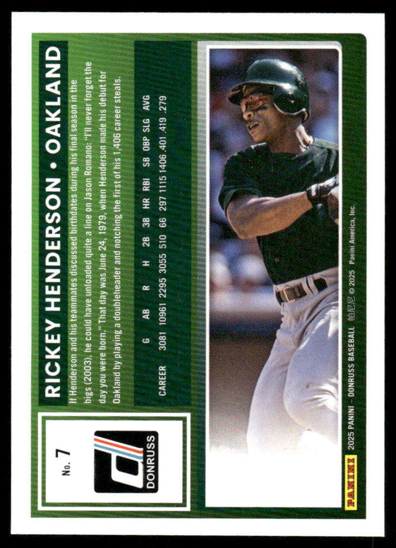 2025 Donruss Rickey Henderson #7 Baseball