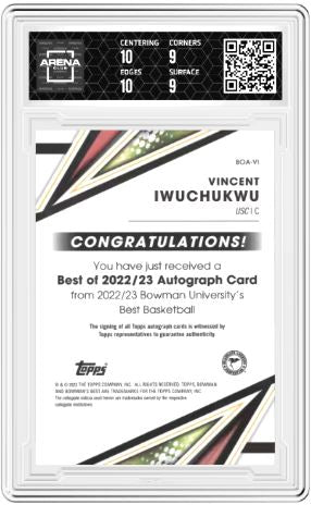 2022-23 Bowman Univ Best Vincent Iwuchukwu #BOA-VI Best of 22-23 Auto AC 9.5/10