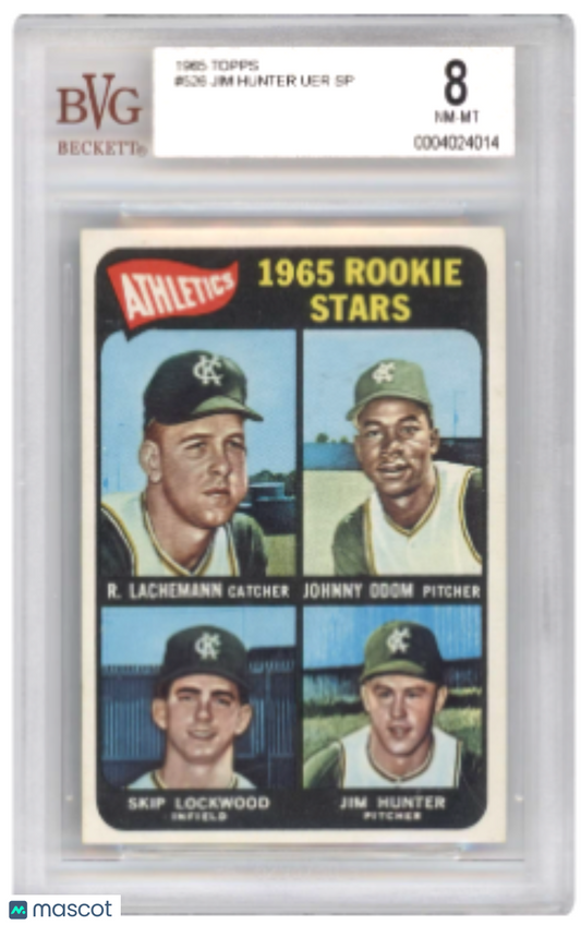 1965 Topps Jim Hunter Athletics Rookie Stars UER SP #526 Baseball BGS 8