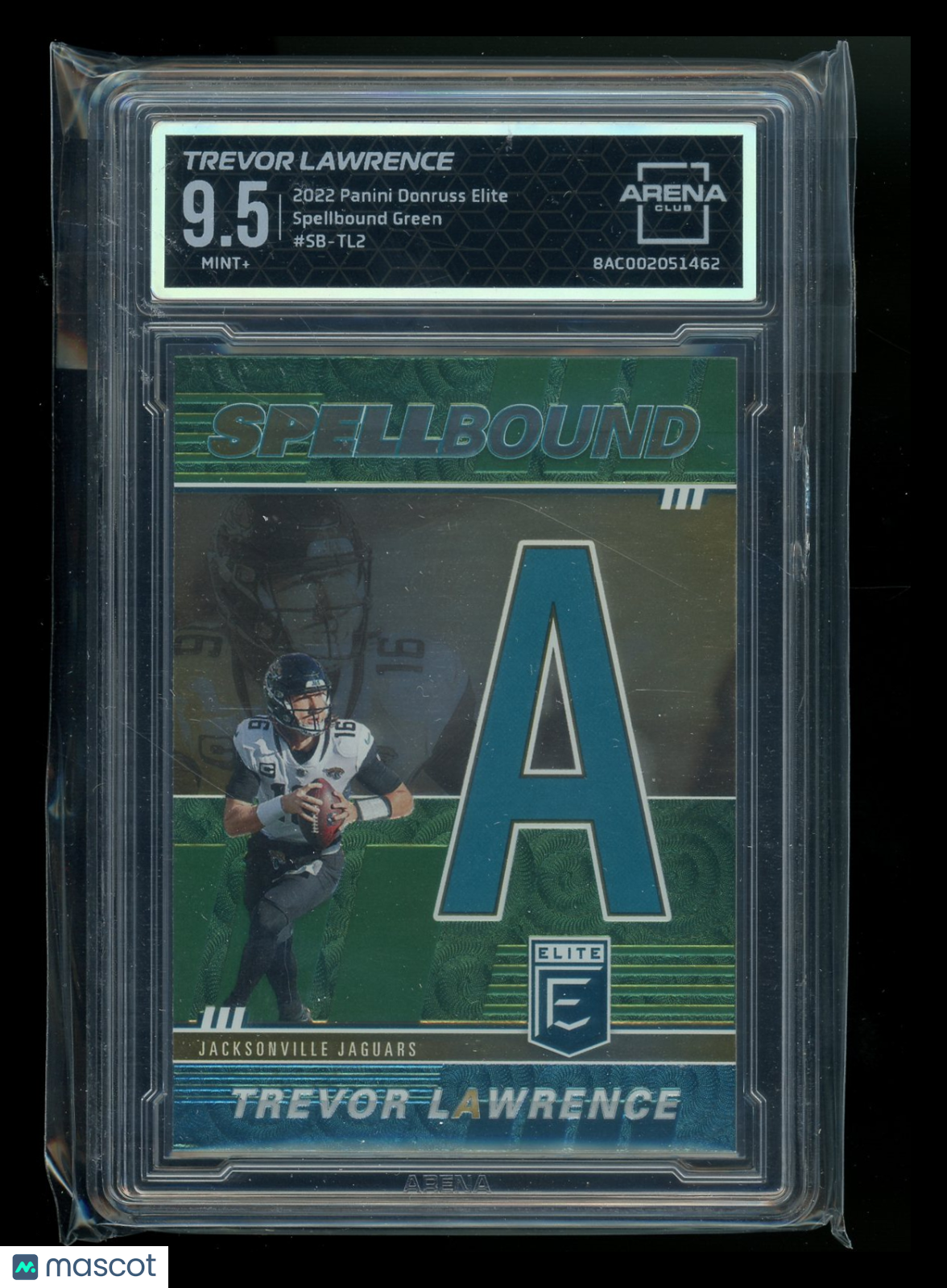 2022 Panini Donruss Elite Spellbound Green Trevor Lawrence SB-TL2 Arena Club 9.5