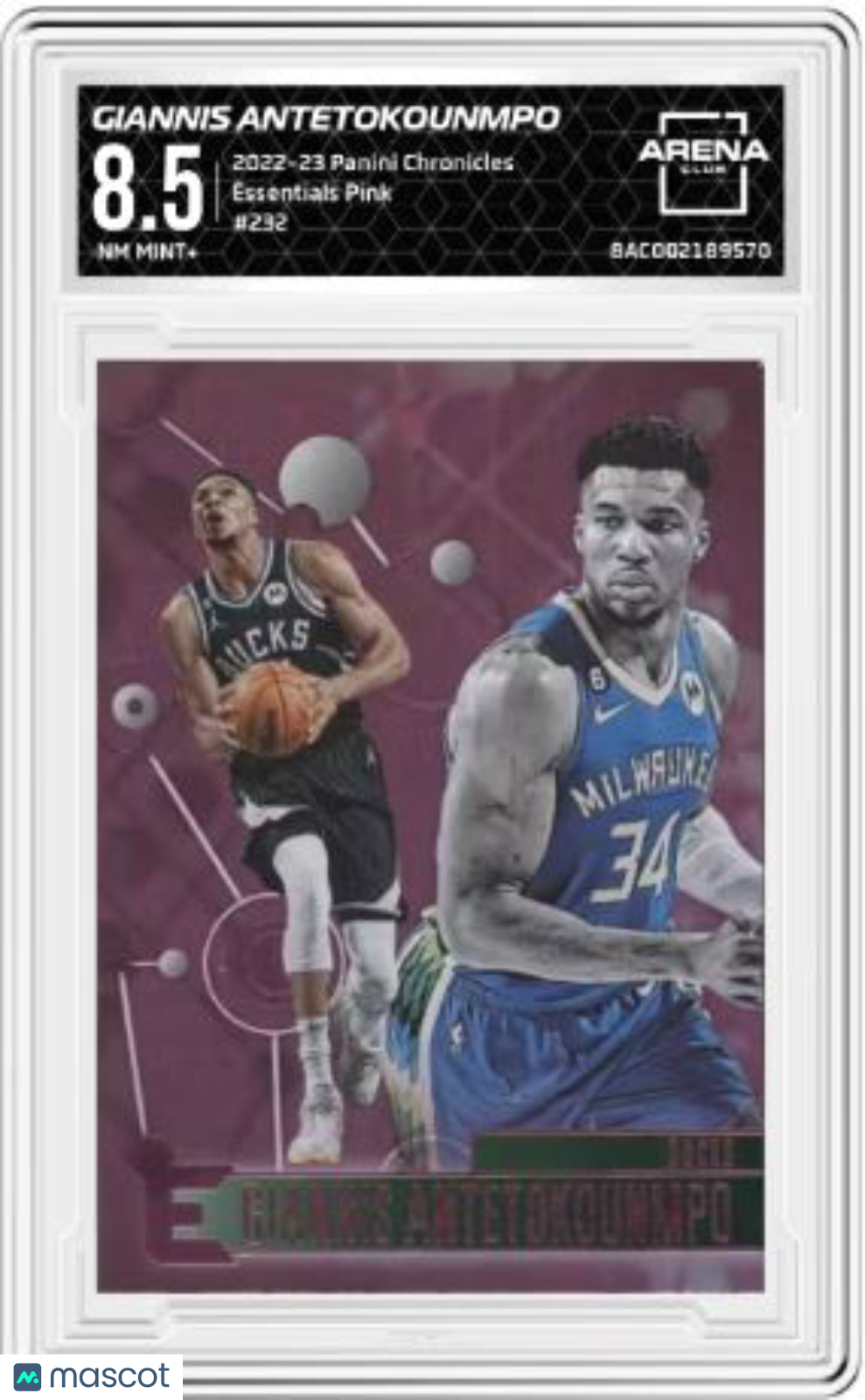 2022 Panini Chronicles Giannis Antetokounmpo #232 Pink Arena Club 8.5