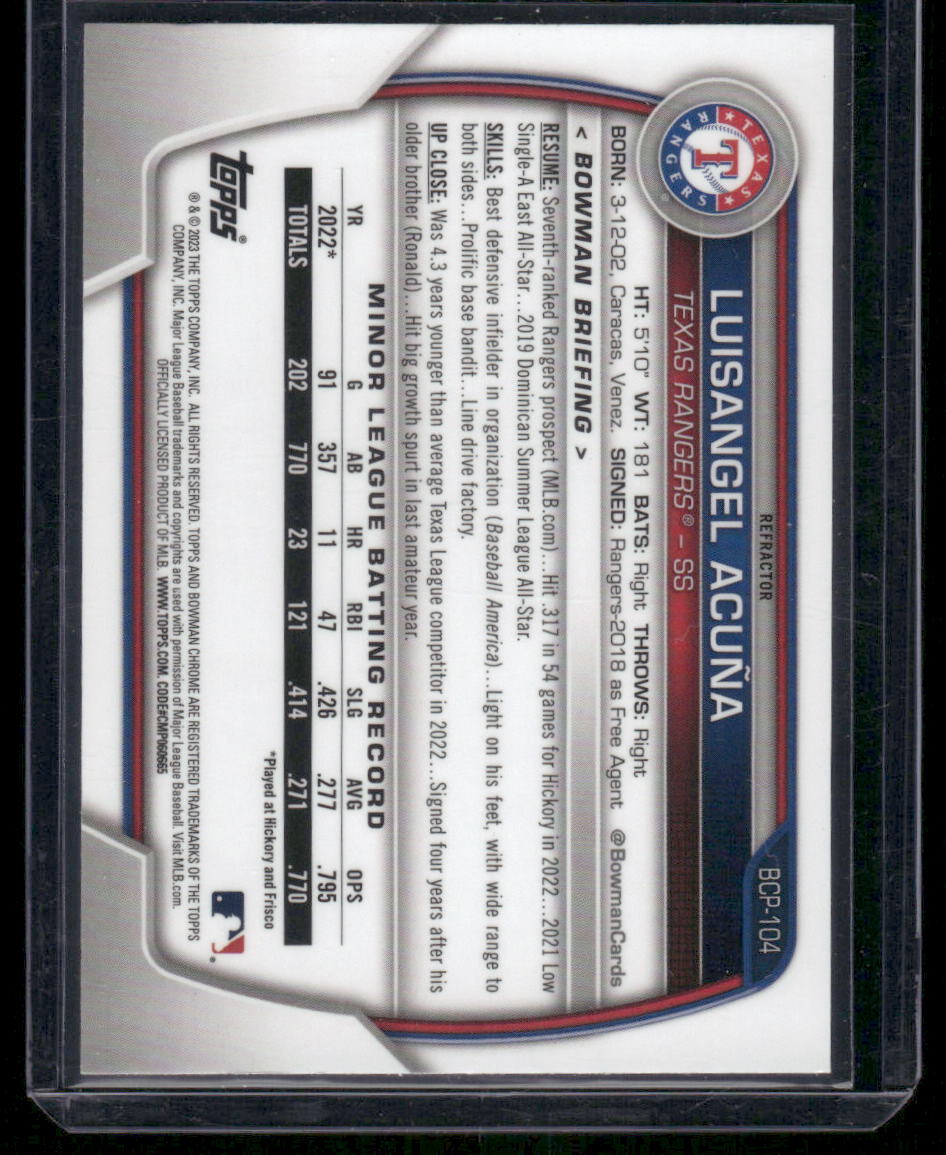 2023 Bowman Chrome Luisangel Acuna #BCP-104 Lunar Glow Baseball