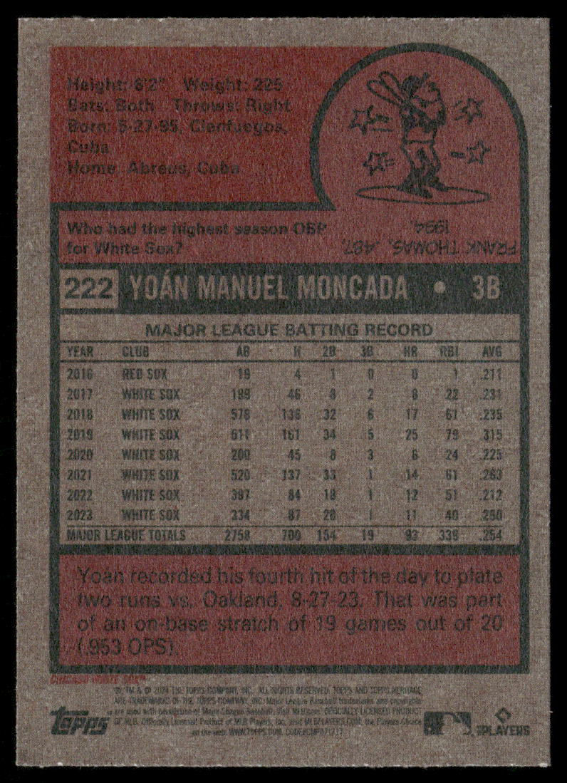 2024 Topps Heritage Yoán Moncada #222 Baseball