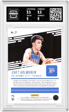 2022-23 Panini Chronicles Chet Holmgren #72 Prestige Basketball Arena Club 9.5