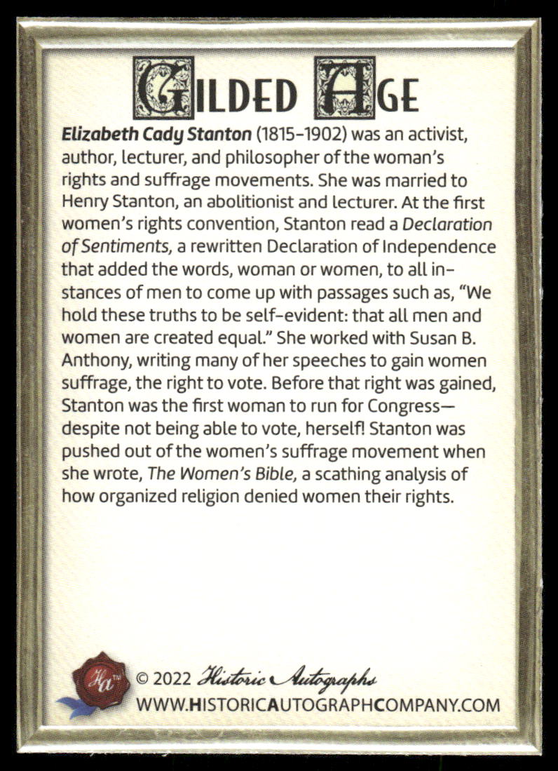2022 Historic Autographs Gilded Age Elizabeth Cady Stanton #17