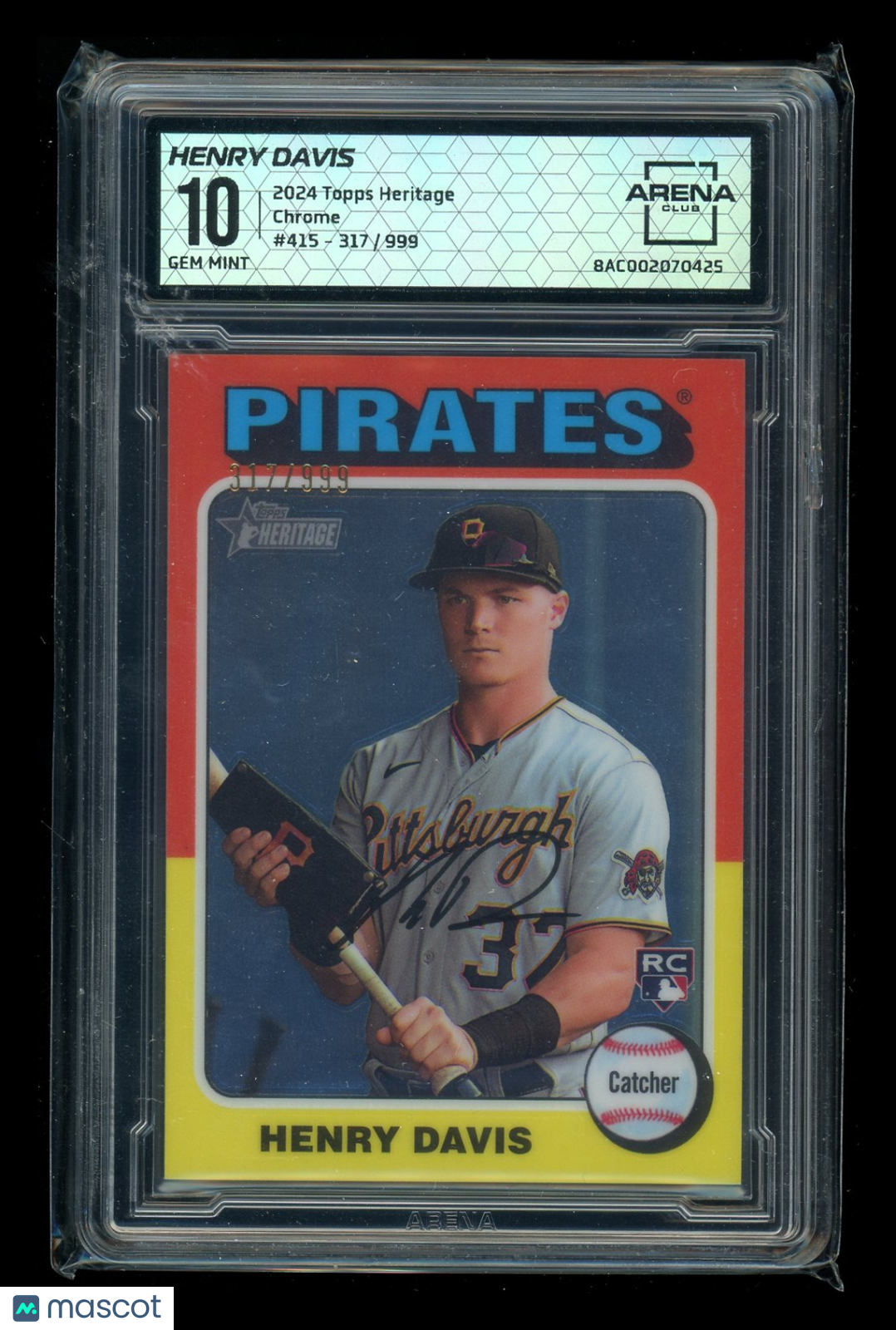 2024 Topps Heritage Chrome Henry Davis #415 317/999 RC Baseball Arena Club 10