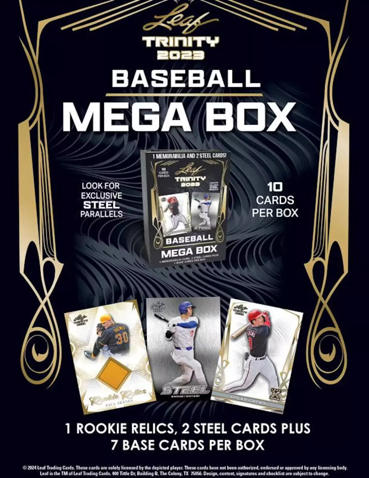 Leaf Trinity Baseball Mega Box  10 Cards Per Box 2 Steel Cards 1 Mem Card