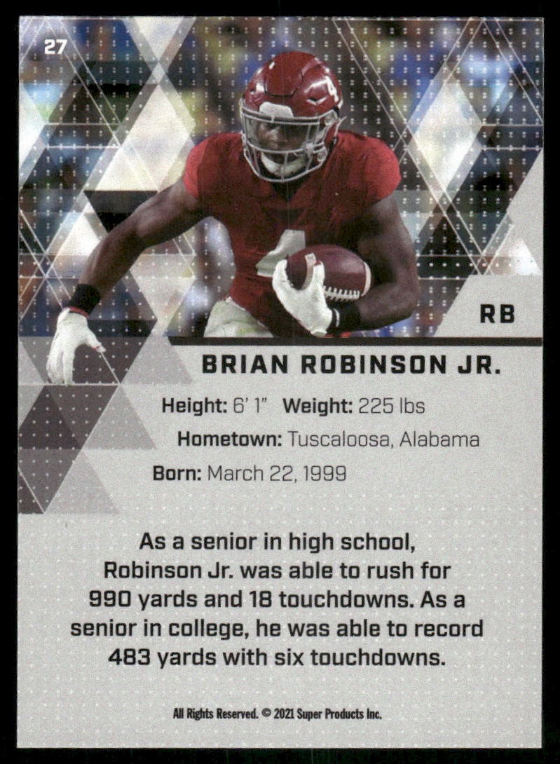 2021 Super Glow 1st Ever Brian Robinson Jr. #27 Football