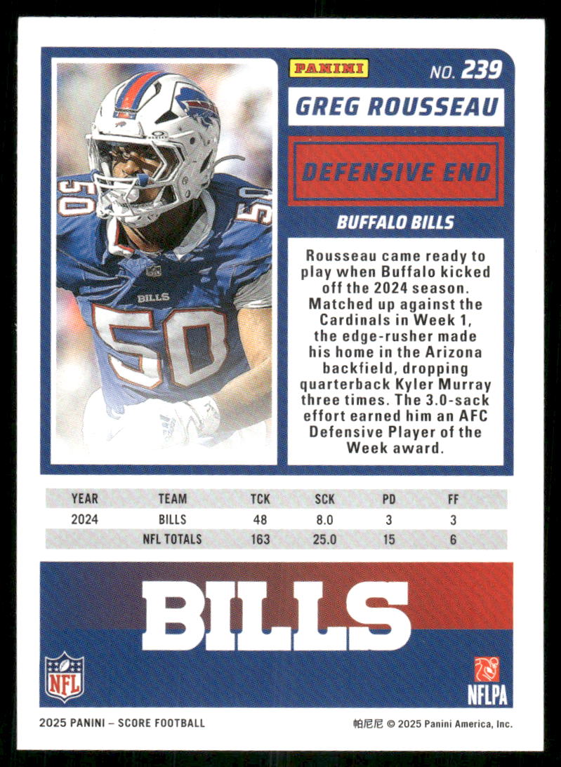 2025 Score A Treat Greg Rousseau #239 Football