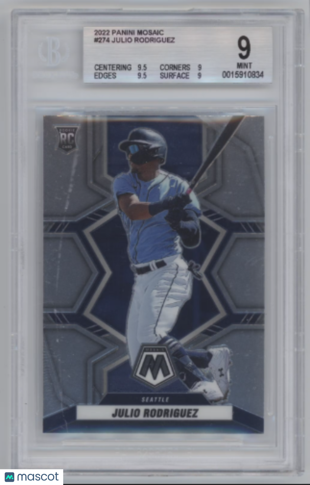 2022 Panini Mosaic Julio Rodriguez #274 Baseball BGS 9