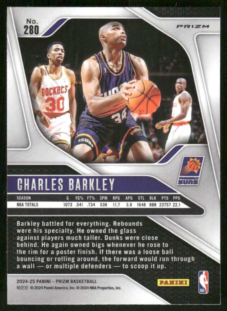 2024-25 Panini Prizm Basketball Charles Barkley #280 Pink Pink Ice Basketball