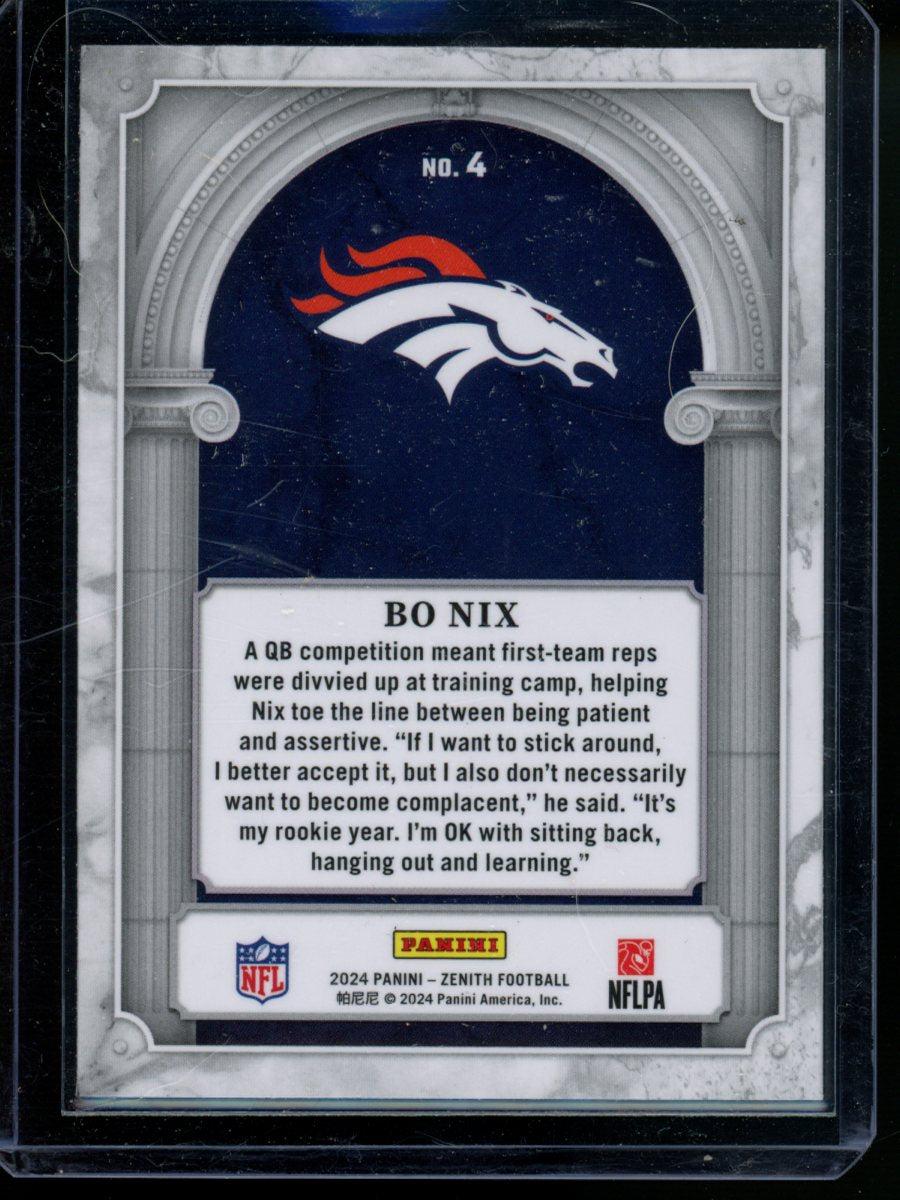 2024 Panini Zenith Bo Nix #No. 4 RC Football