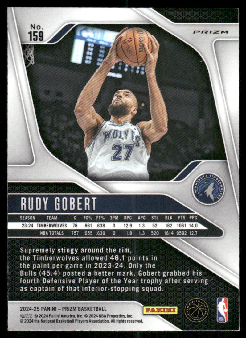2024-25 Panini Prizm Basketball Rudy Gobert #159 Green Basketball
