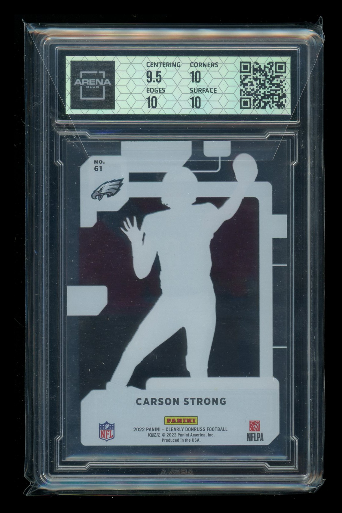 2023 Panini Clearly Donruss Rated Rookie Carson Strong #61 Arena Club 10