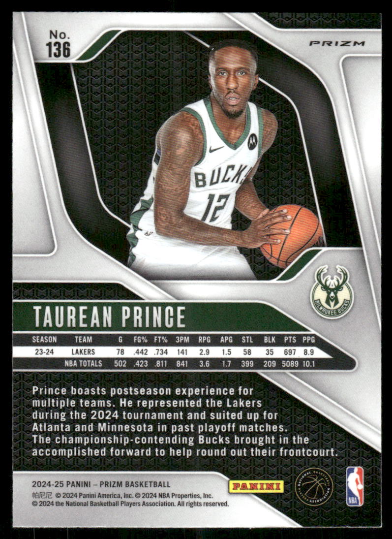 2024-25 Panini Prizm Basketball Taurean Prince #136 Red White Blue Basketball