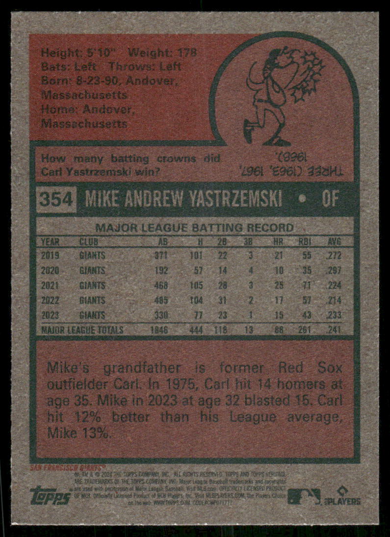 2023 Topps Heritage Mike Yastrzemski #354 Baseball
