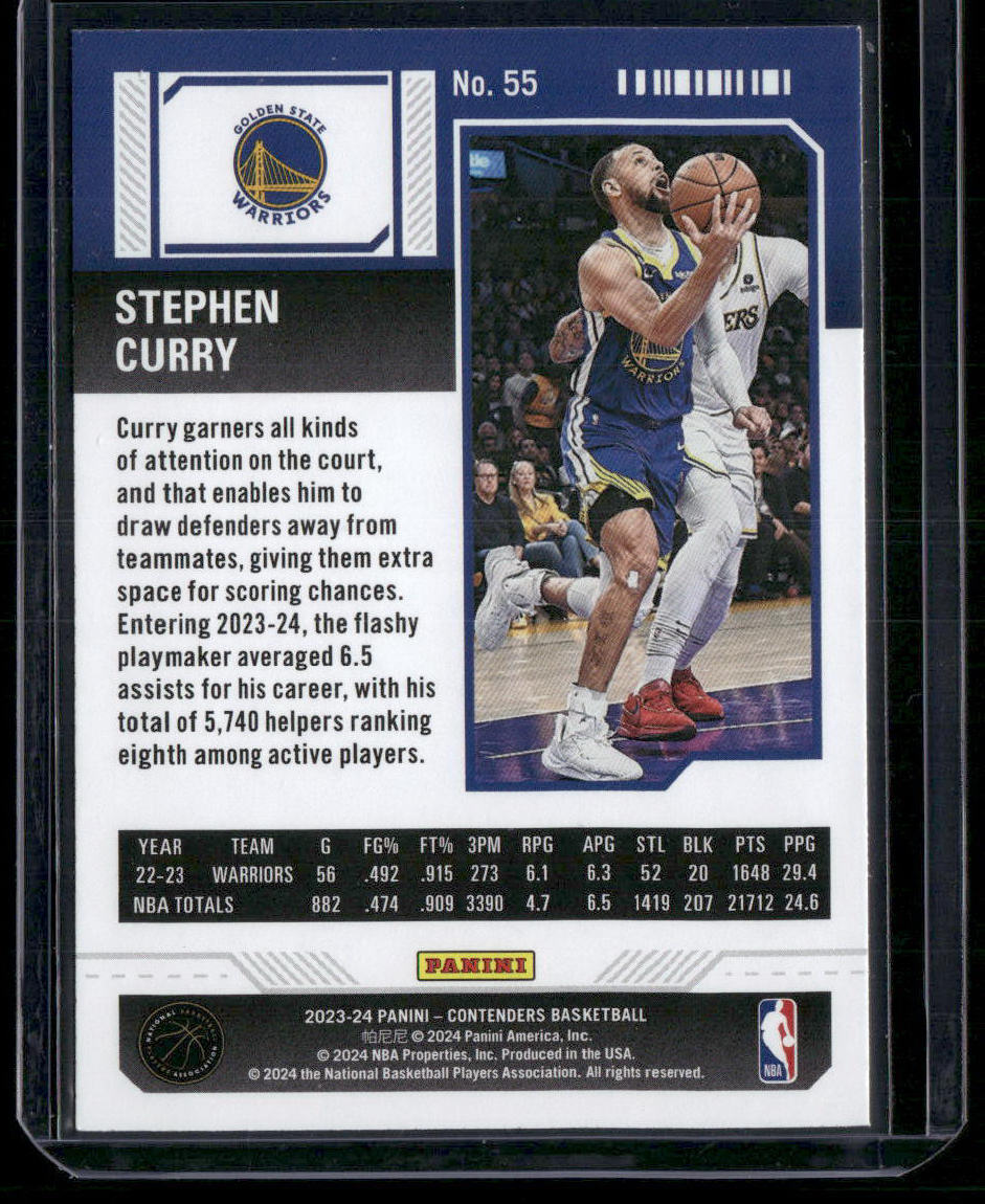 2023 Panini Contenders Basketball Stephen Curry #No. 55 Season Ticket