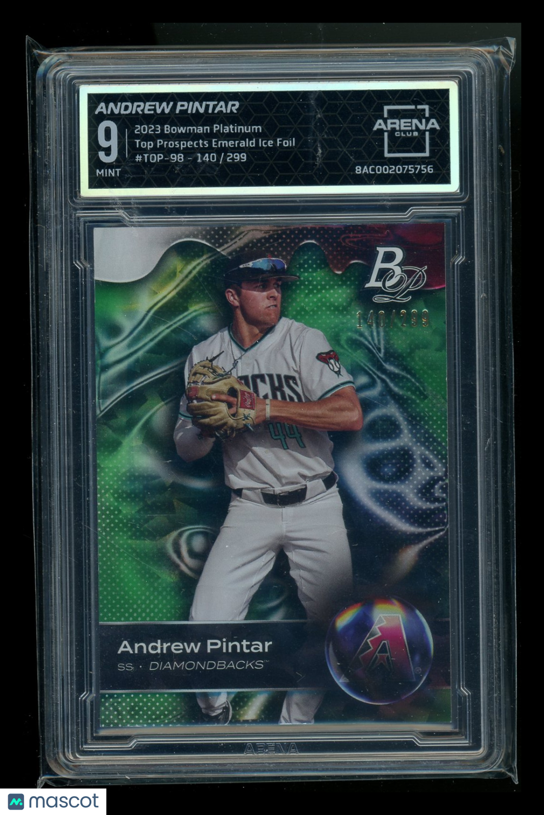 2023 Bowman Platinum Emerald Ice Foil Andrew Pintar #TOP-98 140/200 Arena Club 9