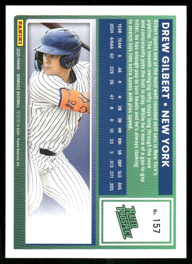 2025 Donruss Rated Prospect Drew Gilbert #157 Baseball
