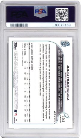 2022 Topps Update Julio Rodriguez #US44 Baseball PSA 9