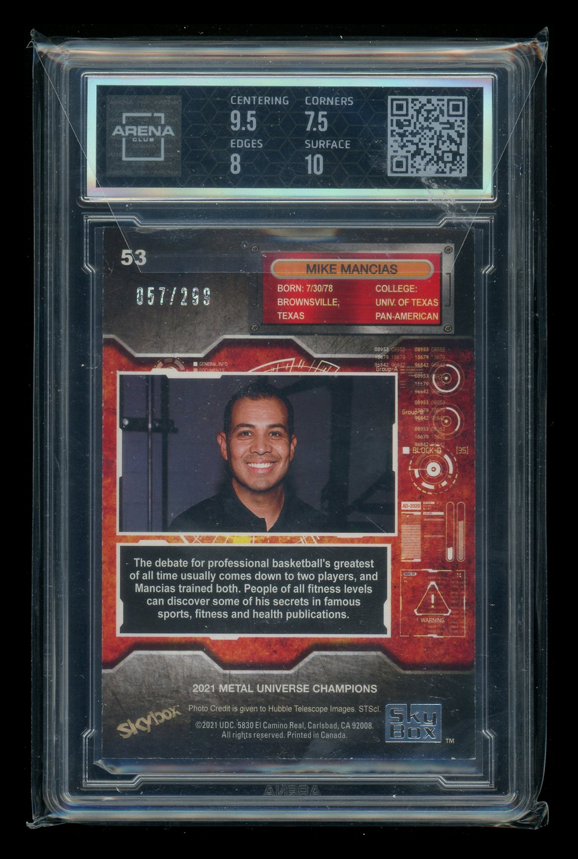 2021 Skybox Metal Universe Champions Mike Mancias #53 Silver Dots Arena Club 8