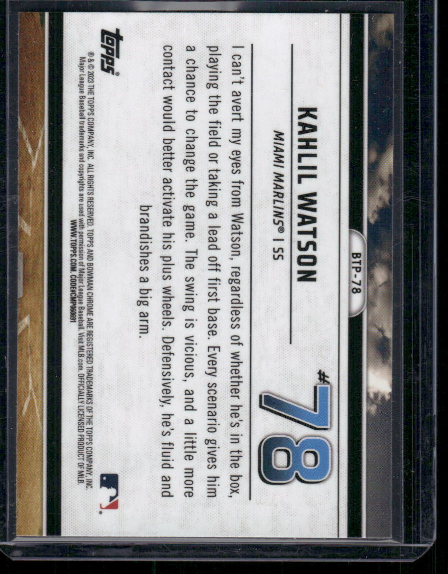 2023 Bowman Chrome Scouts Top 100 Kahlil Watson #BTP-78 Baseball