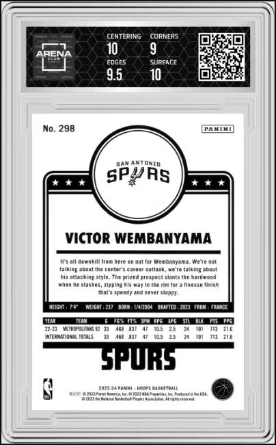 2023-24 NBA Hoops Victor Wembanyama #298 Basketball AC 9.5